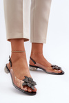 Transparent sandals with low heel and decoration Black D&A MR38-383