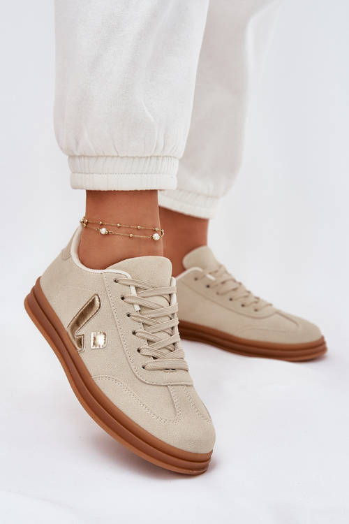 Eko Zamszowe Niskie Sneakersy Beżowe Micca