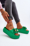 Women's Foam Flip Flops with Green Bow Salessa