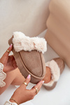 Women's Snow Slippers On Thick Sole With Fur Dark Beige Doriola