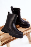 Fashionable High Leather Boots With Zipper Black Daffy 