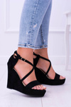 Women's Black Suede Anchor Sandals Eline