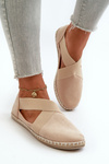 Women's Espadrilles with Elastic Straps Faux Suede Beige Phaedrana