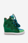 Women's Wedge Sneakers Green Leoppa