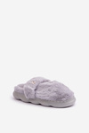 Furry Slippers With A Small Brooch Gray Primaria