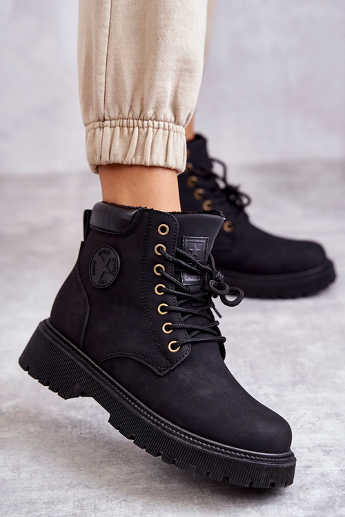 Leather Warm Boots Black Felizia Trappers