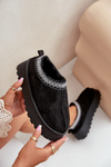 Snow Slippers On Platform With Embroidery Black Tamilda