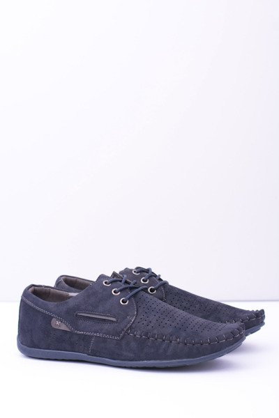 Navy Blue Knitted Men's Emire Moccasins