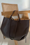 Shopper Bag Made of Natural Leather Chocolate Halinne