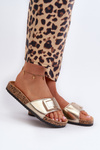 Women's Cork Platform Sandals with Gold Decoration Elleriome