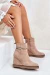 Wedge Ankle Boots With Decorative Strap Beige Kaiviana