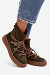 Women's Snow Boots With Laces Dark Green Isalisse