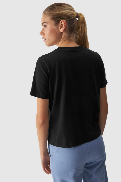 Gładki T-Shirt Damski Regular 4F 4FWAW24TTSHF1650-20S Czarny