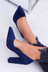 Navy Blue Suede Razor pumps