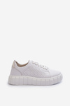 White Women's Leather Platform Sneakers Eselmarie