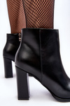 Women's Leather Boots On Heel Black Saitana