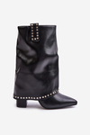 Insulated ankle boots with rolled cuff on heel black Tamalis