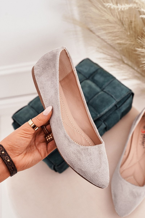 Delicate Suede Pointed Ballerinas Grey Dermeno