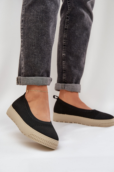 Tenisówki Damskie Slip-on Na Platformie Czarne Pimadea