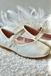 Beige Glittery Children's Ballerina Flats with Velcro Fastening Jeylin