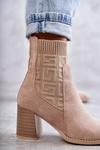Women's Suede Boots With a Sock Beige Montes
