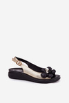 Ladies sandals with decorative flower golden Divonne