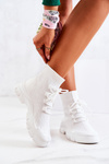 Buty Sportowe Wiązane Skarpetka Białe Kimberly