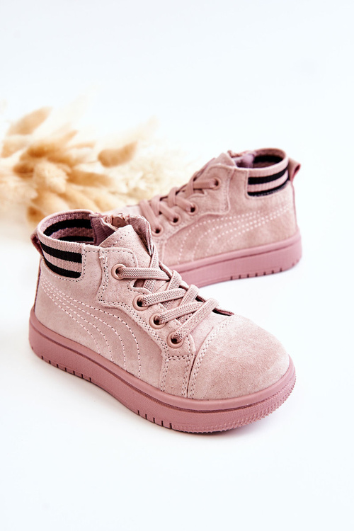 Children's High-top Sneakers With A Zipper Pink Boone