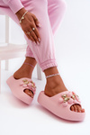 Women's Foam Slides With Decorations On Thick Sole Pink Bremavia