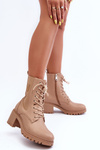Women's Leather Boots On Heels Beige Esnar