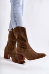 Women's Suede Boots With Cowboy Boots Khaki Ariane