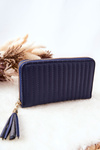Quilted Wallet with Tassel Navy