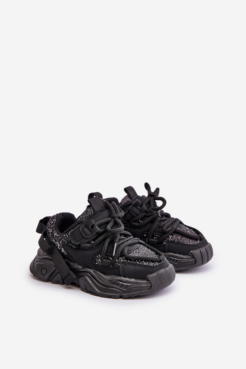 Children's Sneakers Decorated With Sequins Black Liatoma