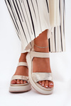 Women's Wedge and Platform Sandals with Decorations S.Barski HY056 Beige