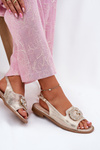 Women Sandals On Flat Heel With Decorative Detail S.Barski KV51-080 Gold