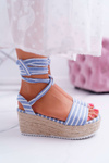 Women's Platform Platform Platform Sandals Linen Tied Blue Jolyn
