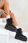 Women's Snow Boots On Platform With Lacing Black Riaviana