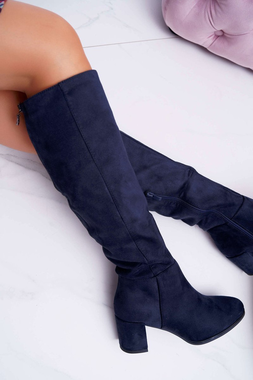 Women's Suede Boots Navy Blue Sergio Leone KZ273