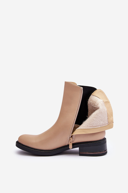 Low Leather Ankle Boots Women's Beige Tyber