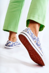 Women's Low Sneakers With Flowers Blue Janey