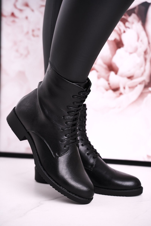 Klasyczne Damskie Ocieplane Botki Ozdobny Suwak Czarne Simple