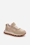 Sneakers Women's Sports Shoes Laced On Platform Beige Mialunae