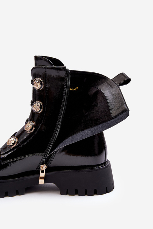 Women's Quilted Boots with Ornamental Buttons D&A MR870-51 Black