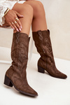 Suede Cowboy Boots For Women With Heel Brown Karira