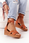 Suede Wedge Sandals Maciejka 04565-29 Camel