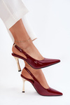 Lacquered Stilettos With Open Heel And Pointed Toes Burgundy Rivori