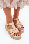 Eco Leather Women's Sandals On Platform Beige Nendales