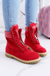 Lu Boo Women's Red Suede Timbers Trappers Zippers Nancy