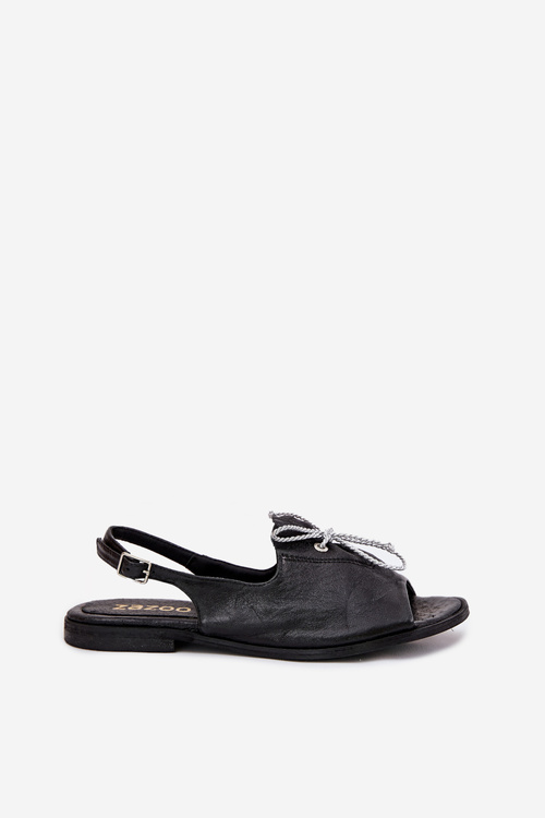 Leather Flat Sandals Zazoo 2898 Black