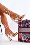Tied Sandals On Fashionable Heels White Canves